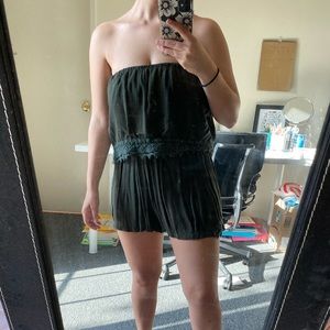 Green strapless romper